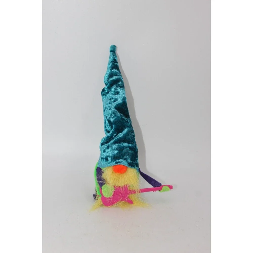Rock N Roll Rocker Gnome Plush Handmade Scandinavian Swedish Tomte Guitar Neon